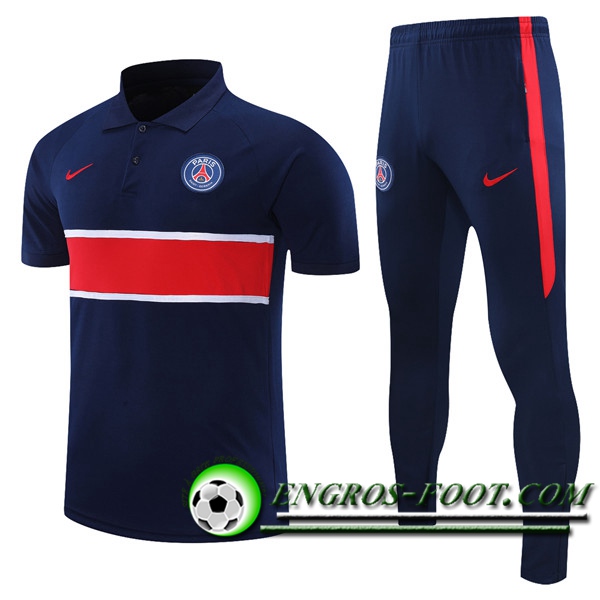 Ensemble Polo PSG + Pantalon Bleu/Rouge 2021/2022