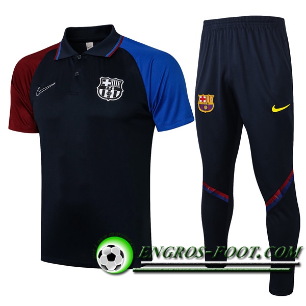 Ensemble Polo FC Barcelone + Pantalon Noir/Bleu 2021/2022