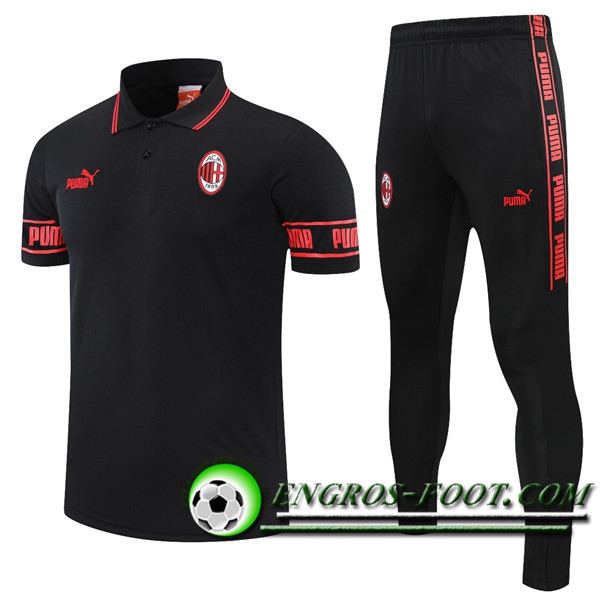 Ensemble Polo Milan AC + Pantalon Noir/Rouge 2021/2022