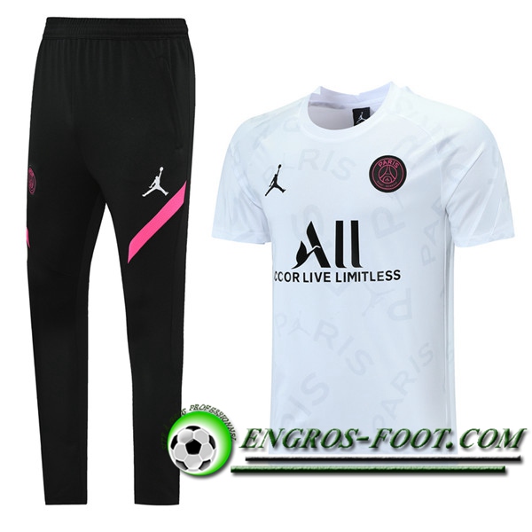 Ensemble Training T-Shirts PSG Jordan + Pantalon Blanc 2021/2022