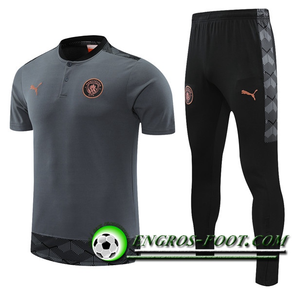 Ensemble Training T-Shirts Manchester City + Pantalon Grise 2021/2022