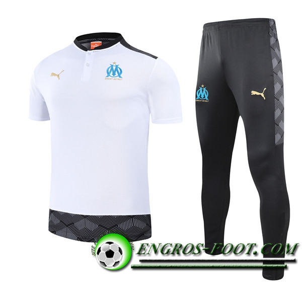 Ensemble Training T-Shirts Marseille OM + Pantalon Blanc 2021/2022