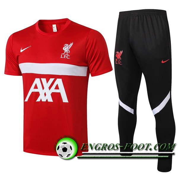 Ensemble Training T-Shirts FC Liverpool + Pantalon Rouge/Blanc 2021/2022