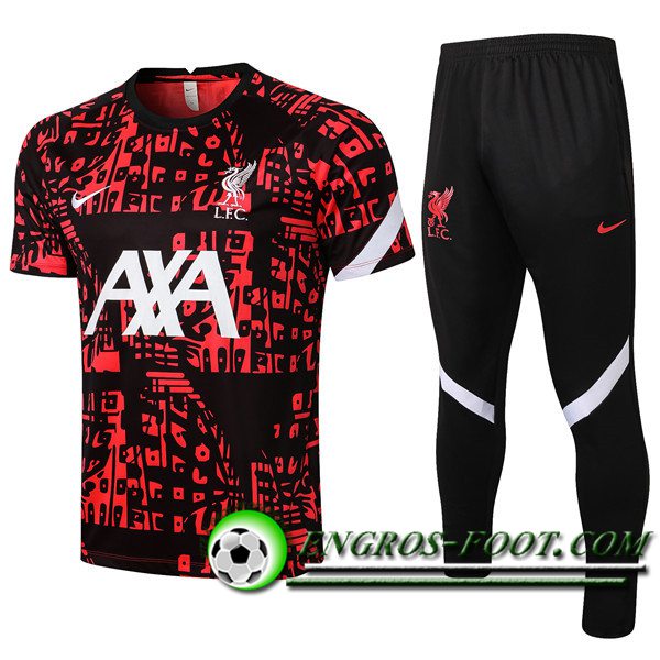 Ensemble Training T-Shirts FC Liverpool + Pantalon Rouge/Noir 2021/2022