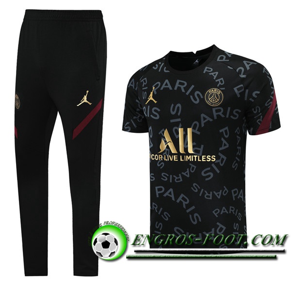 Ensemble Training T-Shirts PSG Jordan + Pantalon Noir 2021/2022