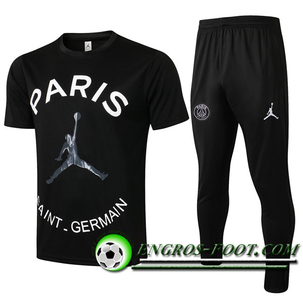 Ensemble Training T-Shirts PSG Jordan + Pantalon Blanc/Noir 2021/2022