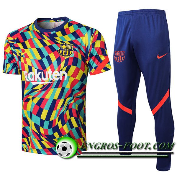 Ensemble Training T-Shirts FC Barcelone+ Pantalon Jaune/Bleu 2021/2022