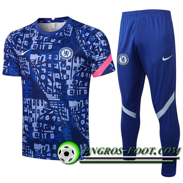 Ensemble Training T-Shirts FC Chelsea + Pantalon Bleu 2021/2022