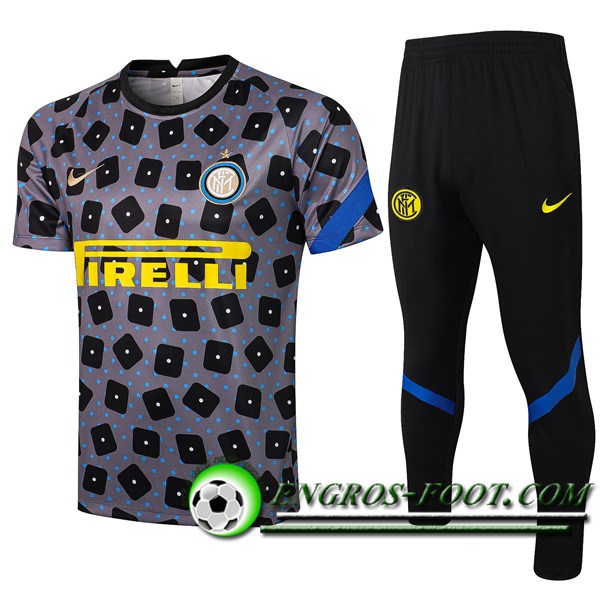 Ensemble Training T-Shirts Inter Milan + Pantalon Noir/Grise 2021/2022