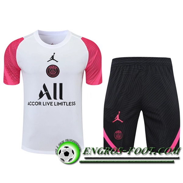 Ensemble Training T-Shirts PSG Jordan + Shorts Blanc/Rose 2021/2022