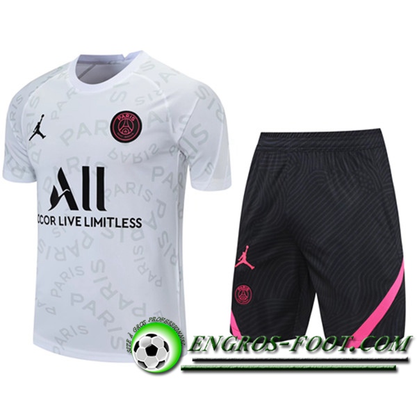 Ensemble Training T-Shirts PSG Jordan + Shorts Blanc 2021/2022