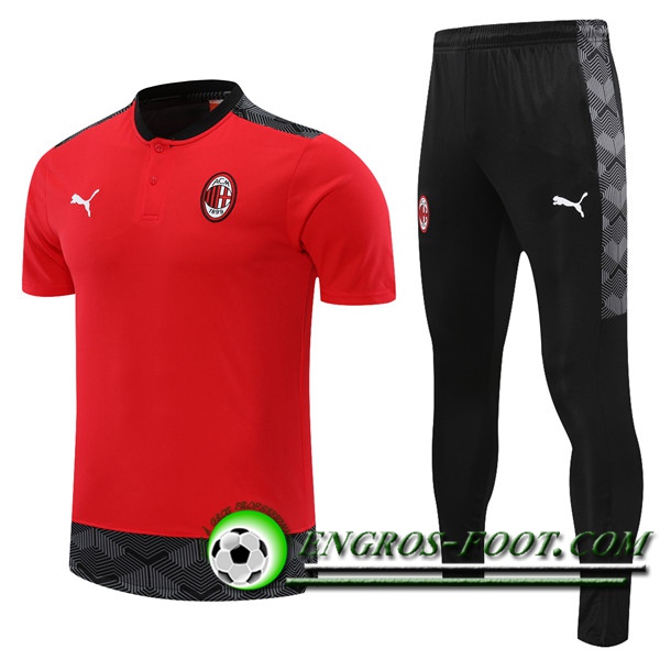 Ensemble Training T-Shirts Milan AC + Pantalon Rouge 2021/2022