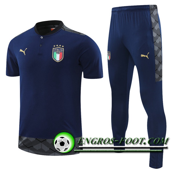 Ensemble Training T-Shirts Italie + Pantalon Bleu Marin 2021/2022