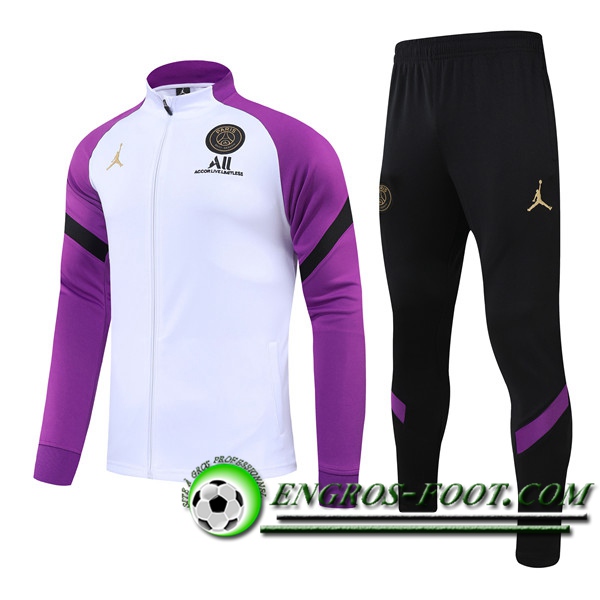 Ensemble Survetement de Foot - Veste Jordan PSG Blanc/Violet 2021/2022