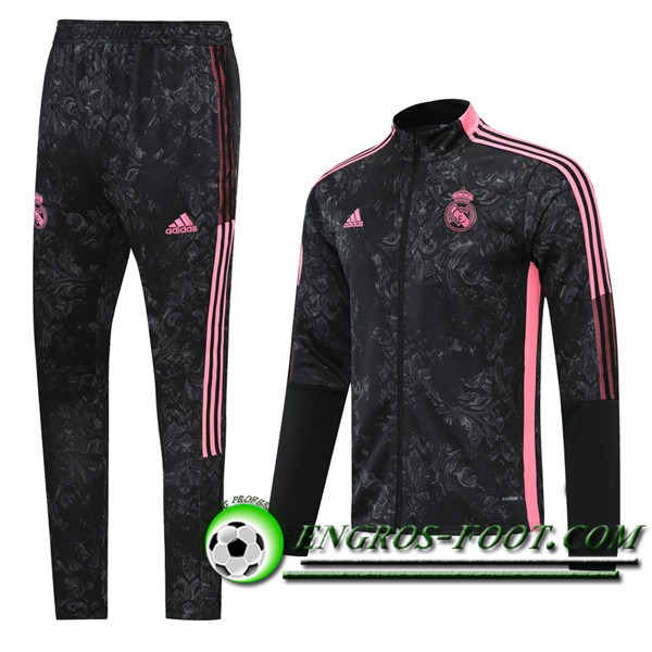 Ensemble Survetement de Foot - Veste Real Madrid Noir/Rose 2021/2022