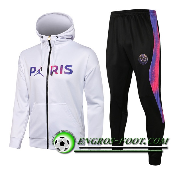 Ensemble Veste A Capuche Survetement - Veste Jordan PSG Blanc 2021/2022