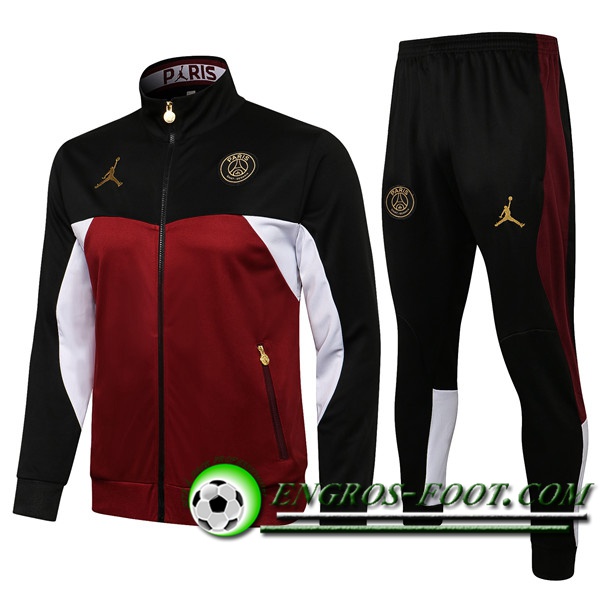 Ensemble Survetement de Foot - Veste Jordan PSG Noir/Rouge 2021/2022