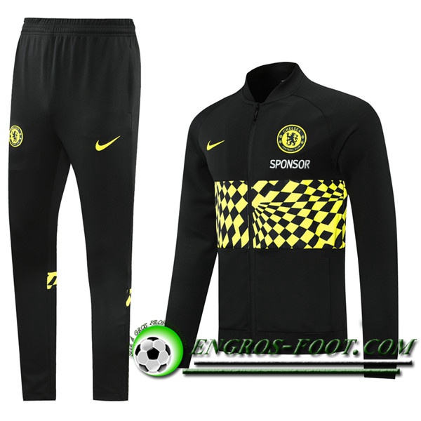 Ensemble Survetement de Foot - Veste FC Chelsea Noir/Jaune 2021/2022