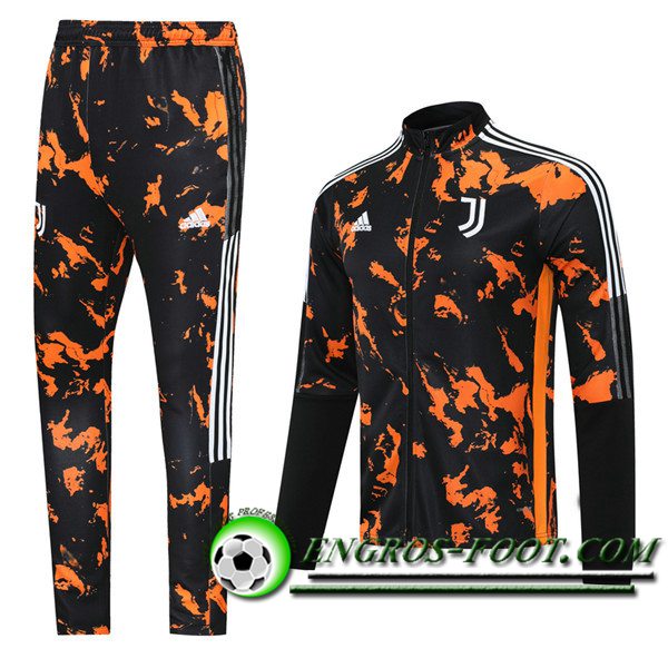 Ensemble Survetement de Foot - Veste Juventus Noir/Orange 2021/2022