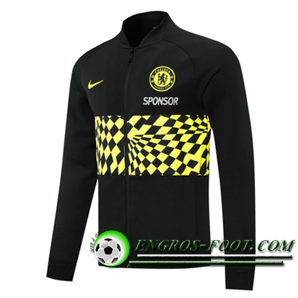 Nouveaux Veste Foot FC Chelsea Noir/Jaune 2021/2022