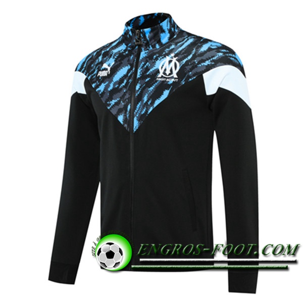 Nouveaux Veste Foot Marseille OM Noir/Bleu 2021/2022