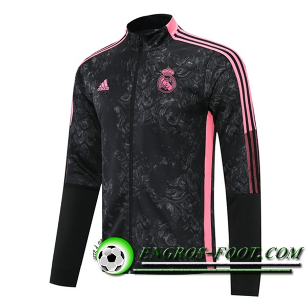 Nouveaux Veste Foot Real Madrid Noir/Rose 2021/2022