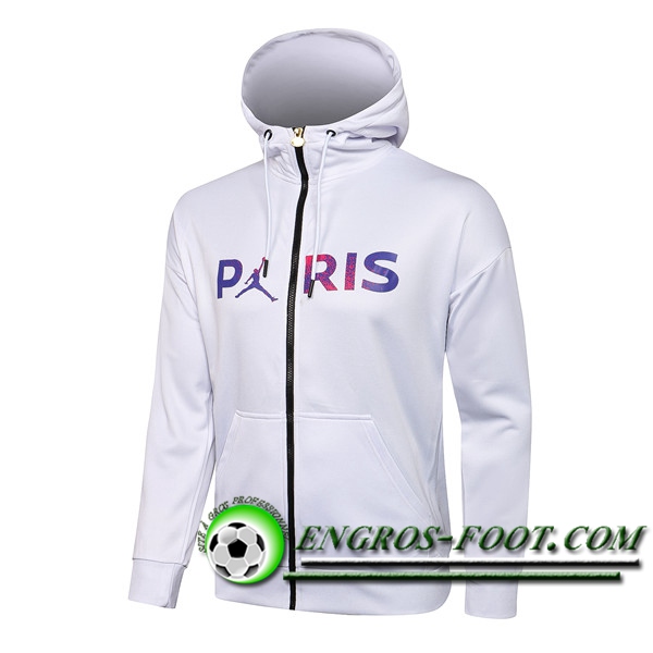 Nouveaux Veste A Capuche Jordan PSG Blanc 2021/2022