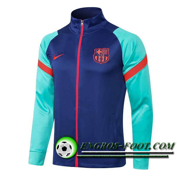 Nouveaux Veste Foot FC Barcelone Bleu/Vert 2021/2022