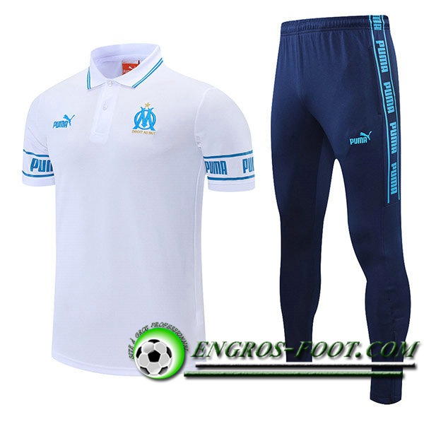 Ensemble Polo Marseille OM + Pantalon Bleu/Blanc 2021/2022