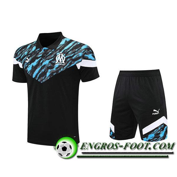 Ensemble Polo Marseille OM + Shorts Noir/Bleu 2021/2022