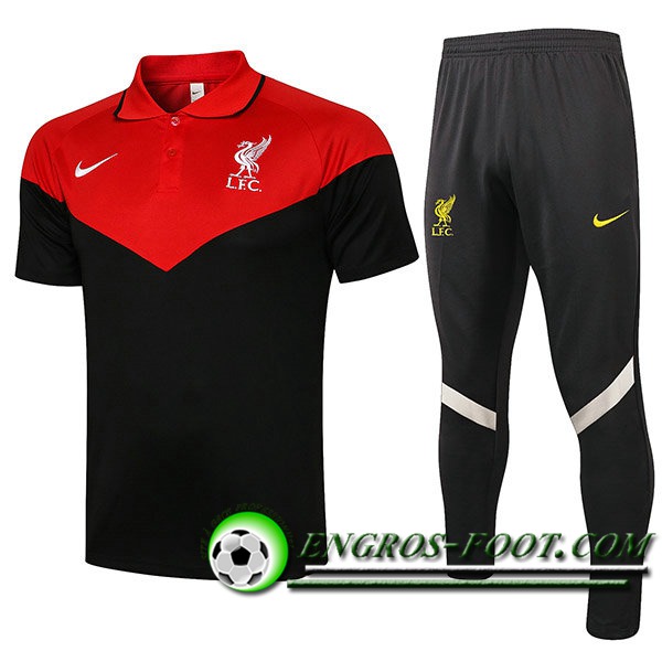 Ensemble Polo FC Liverpool + Pantalon Noir/Rouge 2021/2022