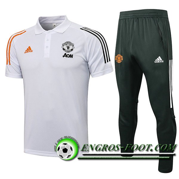 Ensemble Polo Manchester United + Pantalon Blanc 2021/2022