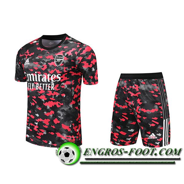 Ensemble Training T-Shirts Arsenal + Shorts Rouge/Noir 2021/2022