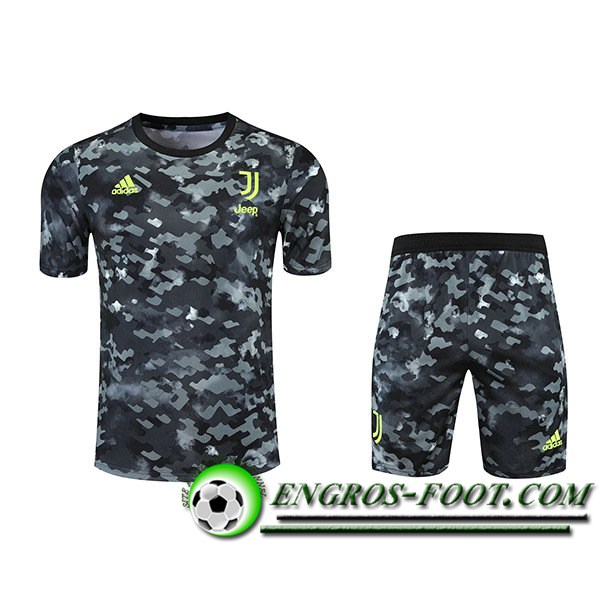 Ensemble Training T-Shirts Juventus + Shorts Gris/Noir 2021/2022