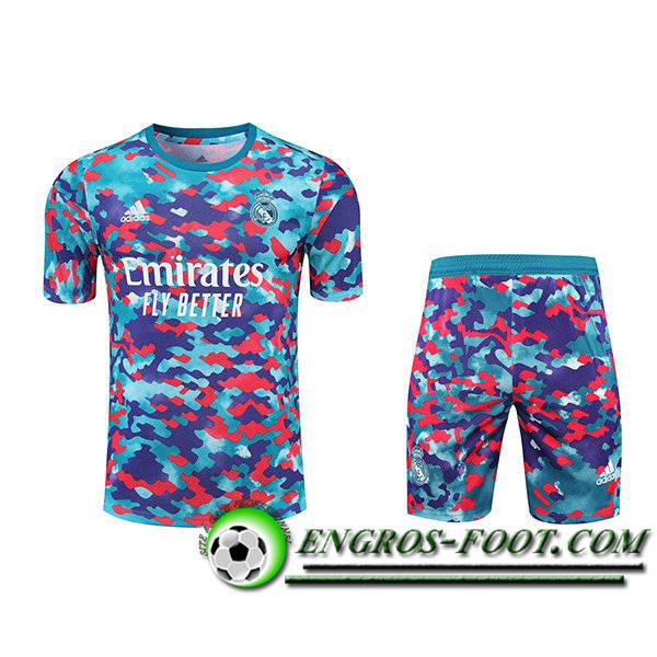 Ensemble Training T-Shirts Real Madrid + Shorts Rouge/Bleu/Pourpre 2021/2022