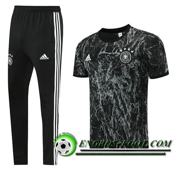 Ensemble Training T-Shirts Allemagne + Pantalon Blanc/Noir 2021/2022