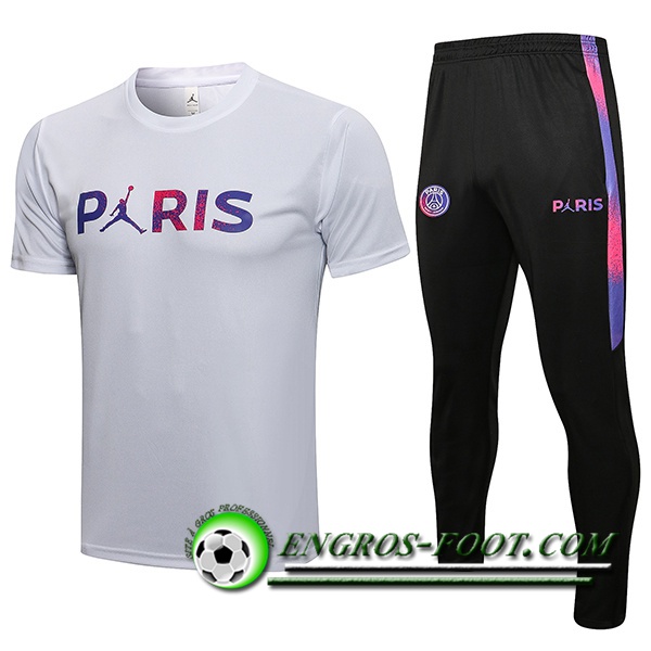 Ensemble Training T-Shirts Jordan PSG + Pantalon Blanc 2021/2022