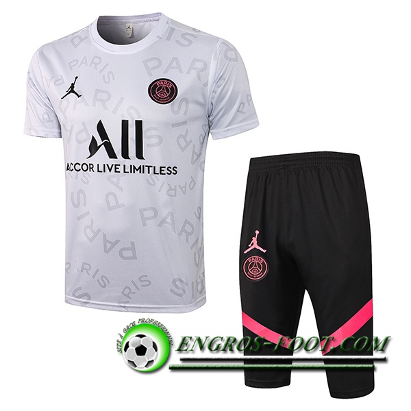 Ensemble Training T-Shirts Jordan PSG + Short Gris 2021/2022