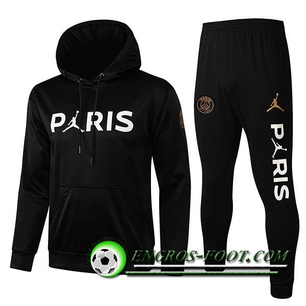 Ensemble Veste A Capuche Survetement Foot Jordan PSG Noir 2021/2022