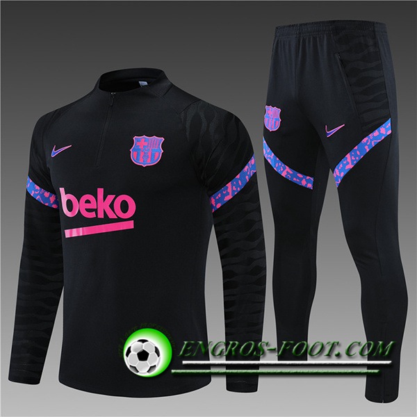 Ensemble Survetement de Foot FC Barcelone Enfant Noir 2021/2022