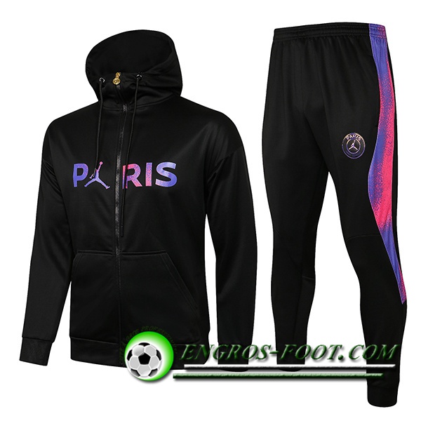 Ensemble Veste A Capuche Survetement Jordan PSG Enfant Noir 2021/2022 -2