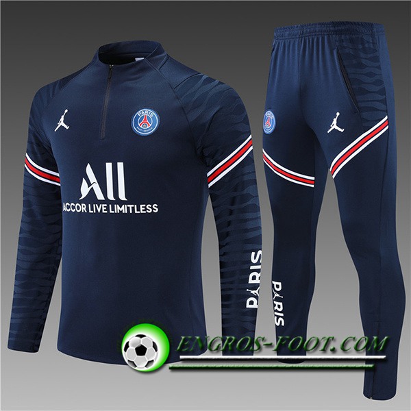 Ensemble Survetement de Foot Jordan PSG Enfant Bleu Marin 2021/2022