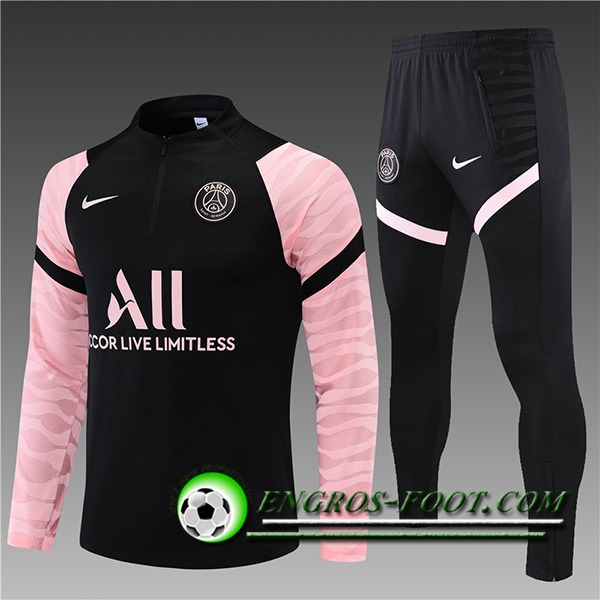 Ensemble Survetement de Foot Jordan PSG Enfant Noir/Rose 2021/2022