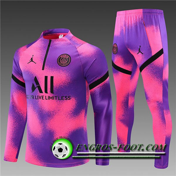 Ensemble Survetement de Foot Jordan PSG Enfant Rouge/Violet 2021/2022