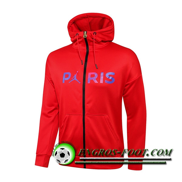 Nouveaux Veste A Capuche Jordan PSG Rouge 2021/2022