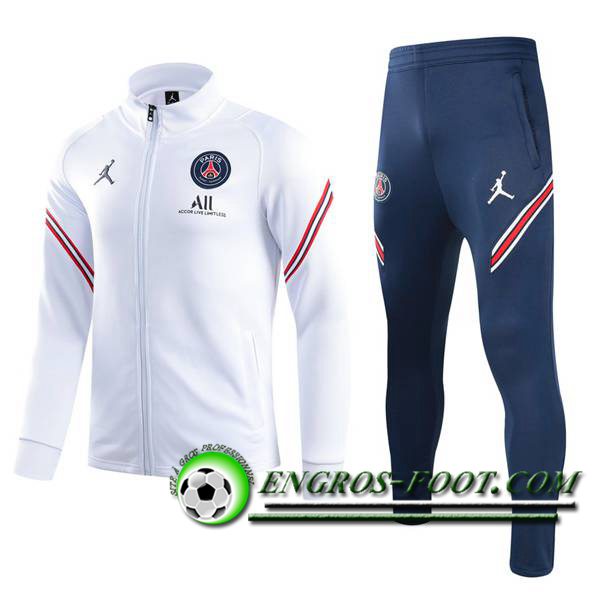 Ensemble Veste Survetement de Foot PSG Blanc 2021/2022