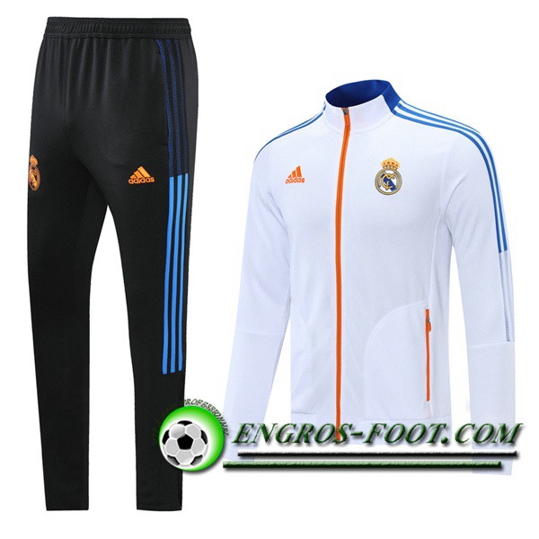 Ensemble Veste Survetement de Foot Real Madrid Blanc 2021/2022