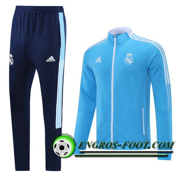 Ensemble Veste Survetement de Foot Real Madrid Bleu 2021/2022