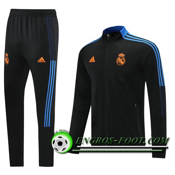 Ensemble Veste Survetement de Foot Real Madrid Noir 2021/2022