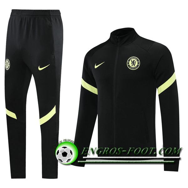 Ensemble Veste Survetement de Foot FC Chelsea Noir 2021/2022